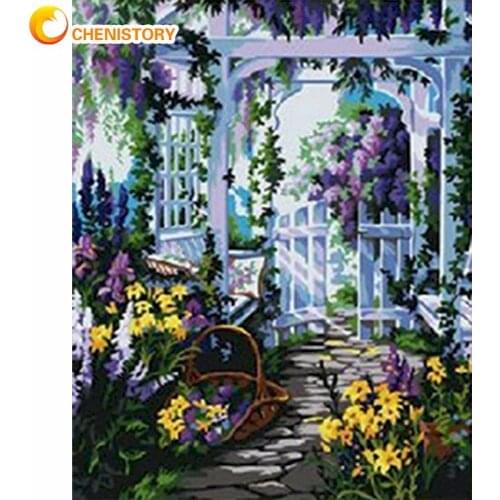 CHENISTORY Flower House Oil Painting By Numbers For Adults DIY Gift Home Decoration Art Picture By Number Diy Framed On Canvas