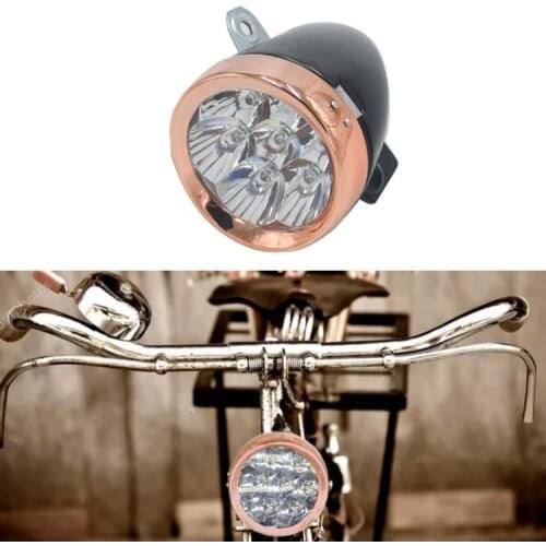 Classic Retro Streamlined Bicycle Head Light Super Bright LED Metal Chrome Bikes Headlight Cycling Lighting Equipment