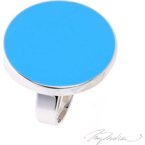 Ring Rhodium and Blue Enamel CIRCES Collection CROWN