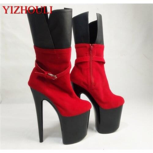 New suede material princess party ankle boots, 20 cm high heel model dancing pole performance, dancing shoes