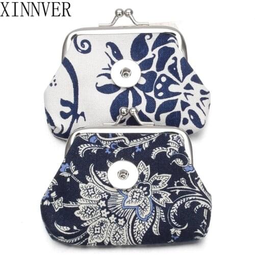 New 2 Colors 18MM Snap Buttons Jewelry Chinese Style Coin Purses Flower Wallets Pouch Kids Girl Womens Money Bags For Gift