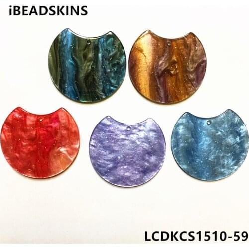 New arrival! 37x30mm 50pcs/lot acrylic imitate Starry sky effect round-shape charm for earring/Jewelry DIY(As shown)