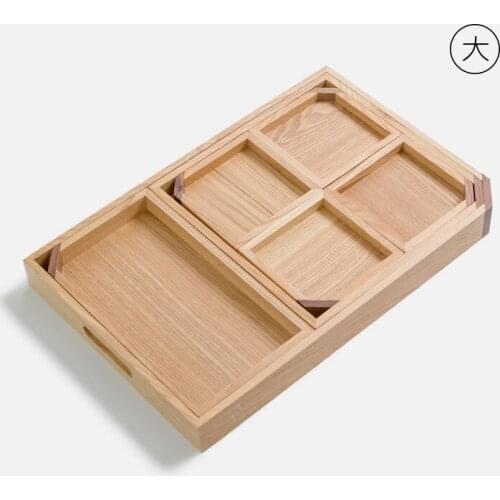 Wholesale rectangular four grid flavor plate combination plate tray wooden tableware set creative sub grid snack plate