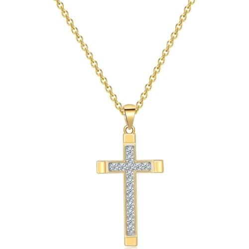 Crosses Pendant Necklace For Women Luxury Zircon Light Gold Color Kpop Choker Chain Christmas Gift Jewelry Wholesale N221