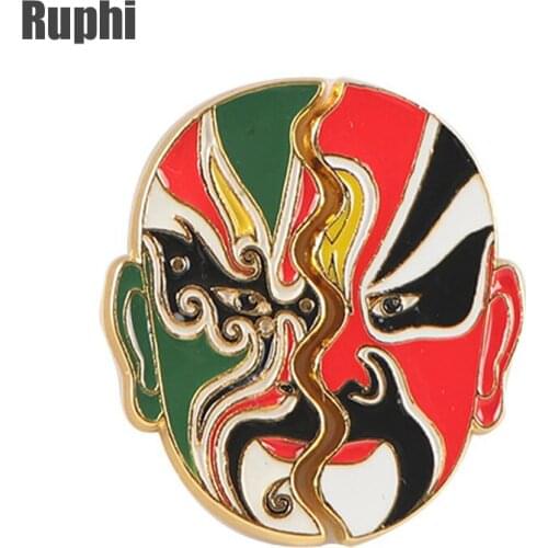 Beijing opera facial makeup lapel pin brooch stylish couple friendship metal pin chinese culture clothing accessories