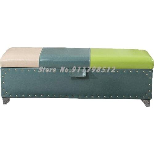 Clothing store rectangular sofa shoe changing stool shoe cabinet bed end solid wood storage stool storage locker room fitting ro