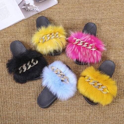 Summer Plush Slippers Open Toe Chain Sandals Outdoor Comfortable Womens Shoes Casual Fashion Plus Size