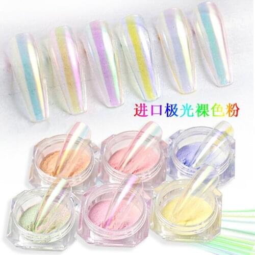 Net red nail art decoration 6color ice transparent nude powder Aurora powder Symphony Mirror Mermaid Magic Mirror Pink Fairy