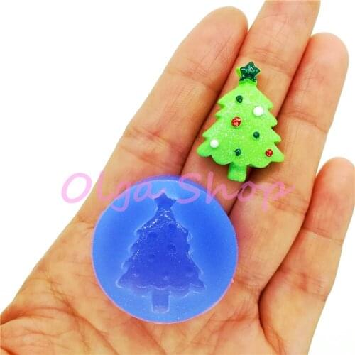 JYL386 27.2mm x 19.8mm Christmas Tree Silicone Mold Fondant Cake Decoration Candy Chocolate Craft Resin Clay Pendant Earrings