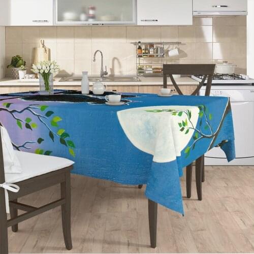 Table cloth living room kitchen Cover Sky Tree cat Moon patterned micro fabric cover with runner pattern Free Shipping