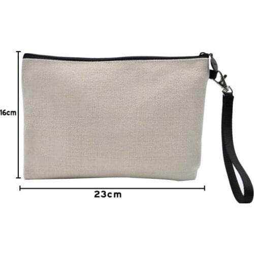 Sublimation Blanks Makeup Bag Thickening Flax Zipper Handle Pouch Heat Transfer Blank Material Portable Hand Cosmetic Bags SN42