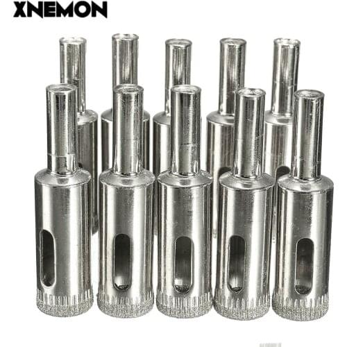 XNEMON 10Pcs/Set 13mm 1/2 Inch Diamond Coated Drill Bit Set Tile Marble Glass Ceramic Hole Saw Drilling Bits For Power Tools