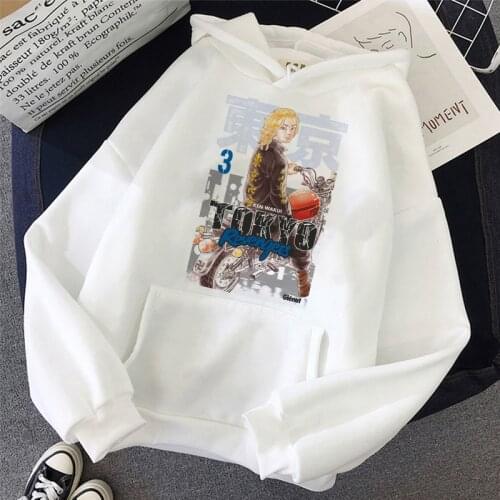 Vintage Harajuku Korean Hooded Sweatshirts Women Pullover Winter Tops Tokyo Revengers Anime Pattern Streetwear Oversized Hoodies