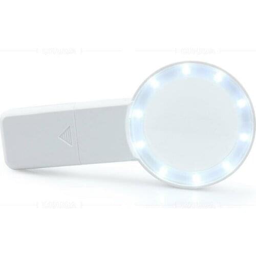 HD Illuminated Optical Glass Newspaper Reading Magnifying Glass with LED Lights Jewelry Loupe helping hand Magnifier 5x / 10x