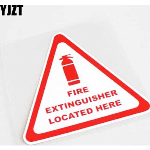YJZT 11.5CM*10.5CM Fire Extinguisher Located Here PVC Car Sticker Decal High-quality Accessories 13-1137