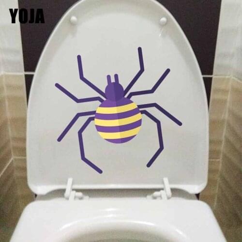 YOJA 23X21.8CM Funny Bedroom Home Decor Wall Sticker Toilet Decal Cute Cartoon Spider T5-1294