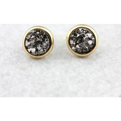 Rock Crystal Druzy Stud Earrings for Women Crystals Druzy Button Stud Earrings