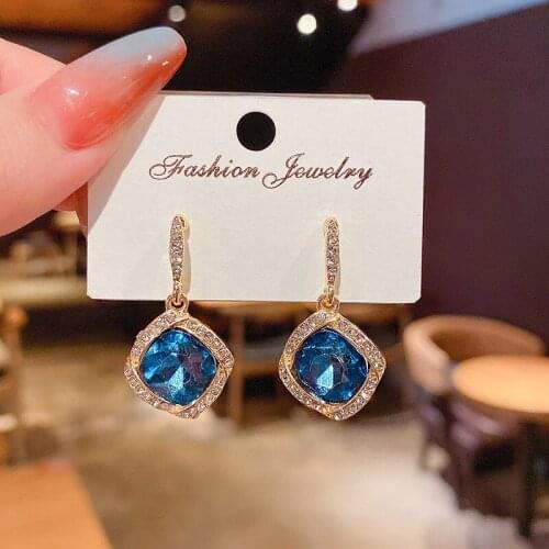 2021 New Korean Fashion Exquisite Zircon Inlaid Crystal Water Drop Earrings For Women Girls Shining Rhinestone Earrings Jewelry