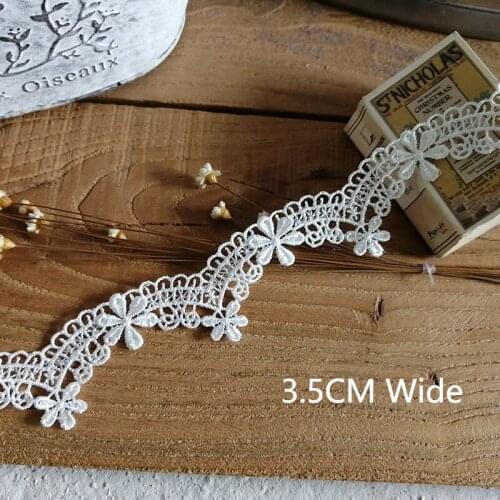3.5CM Brede Witte Katoenen Hollow Geborduurde Bloemen Kant Applique Kraag Hals Trim Jurk Hoofddeksels Garment Naaibenodigdheden