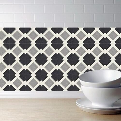 3D Black and white Retro Tile Floor Sticker 20*100cm PVC Bathroom Kitchen Waterproof Wall Sticker Home Decor TV Sofa Wall