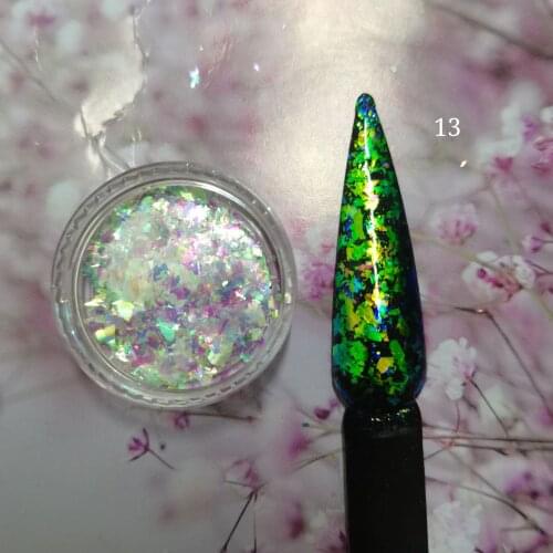 5g/lot Unicorn White Chameleon Flakes Magic Flakes Multi Chrome Nail Powder Rainbow Flakes Nails Glitter