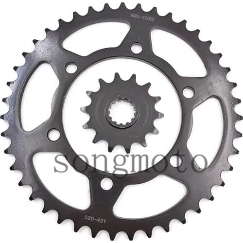 520 Chain Front & Rear Sprocket Gear 14 and 43 Teeth For Kawasaki Ninja250R Z250 Z250SL EX300 Z300 Ninja 300 EX400 Ninja400 Z400
