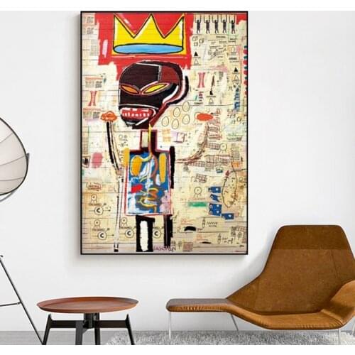 Abstract Art Crown Canvas Painting Basquiat Painters Wall Art Print Poster Wall Art Picture Painting for Living Room Home Decor