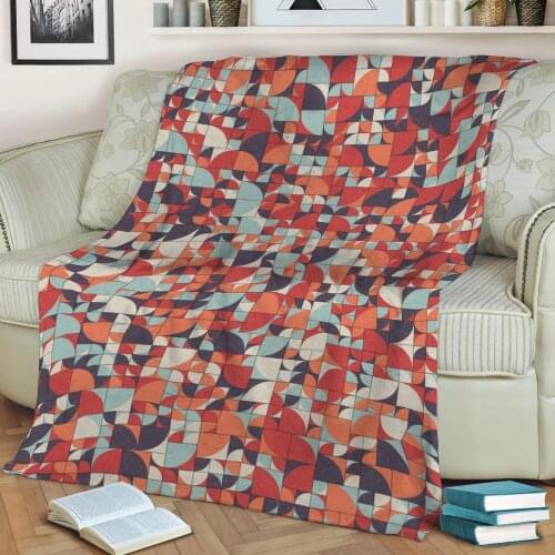 Abstract Geometric Pattern 3D Printed Velvet Plush Throw Fleece Blanket Bedspread Sherpa Blanket Home Decora