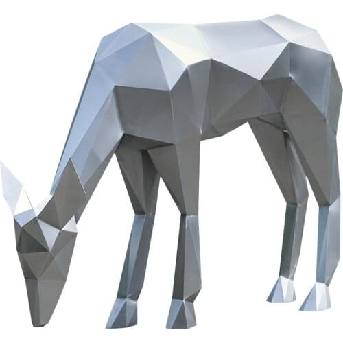 Blessed Deer Stainless Steel Outdoor Landscape Small Room Lawn Garden Animal Sculpture Plaza Hotel Large Floor Decoration