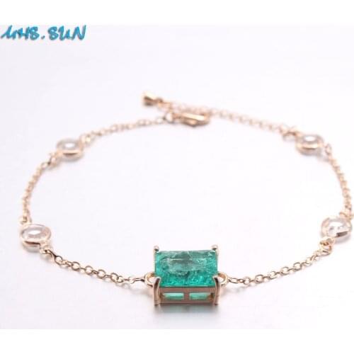 MHS.SUN Fashion Chain Bracelets With Green AAA Zircon Stone Jewelry For Women Charm Crystal Bracelets Party Christmas Gift 1PC