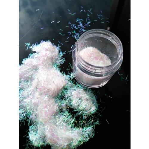 C00100 1Box 0.2*3mm Size Solvent Resistant Mate AB White Tinsel Bar Strip shape glitter for nail art and other deco (10ml Jar )