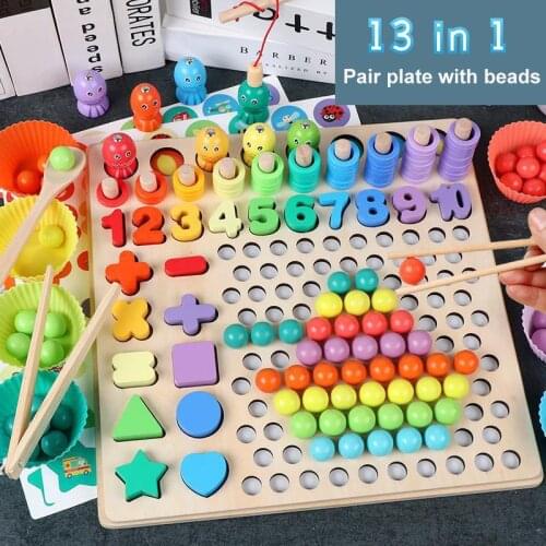 Wooden Beads Game Montessori Educational Early Learn Children Clip Ball Puzzle Preschool Toddler Toys Kids For Children Gifts