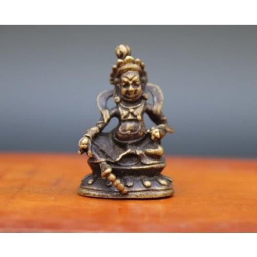 3.5 CM Tibetan Bronze Amulet Yellow Jambhala Zambala god of wealth Buddha Statue