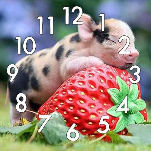 Dpsupr 5D Diamond Painting Kit With Clock Mechanism Cross stitch Full Square Round Diamond Embroidery Pig Mosaic Home Gift