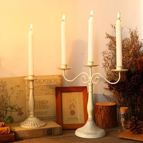 Homelily Europe Classical Iron Candle Holders Home Decoration Retro Creative Dining Table Wine Cabinet Candlestick Ornaments
