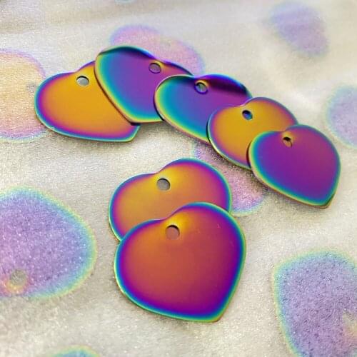 Dog Cat Id Tags DIY Personalized Rainbow Color Heart Stainless Steel Tag Engraving Name and Telphone Number and Pet Supplies