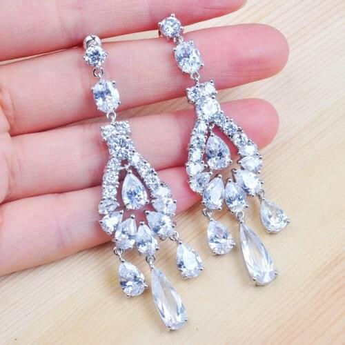 Exquisite White Cubic Zirconia Earring For Women Party Wedding Jewelry Drop Earrings 2020 New
