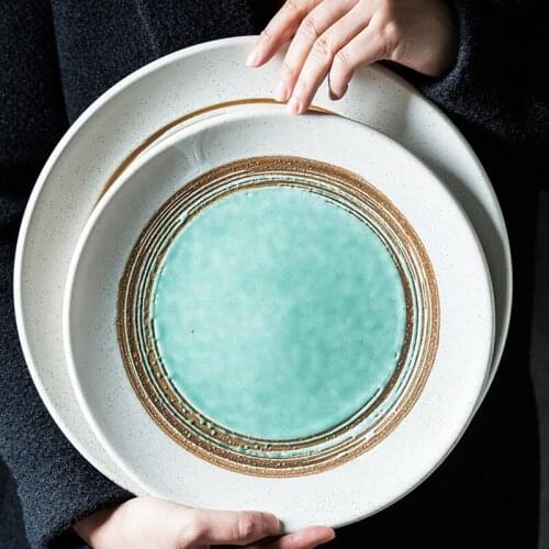 Japanese-style ceramic plate round western plate steak plate simple breakfast plate flat plate dinner set plates and dishes