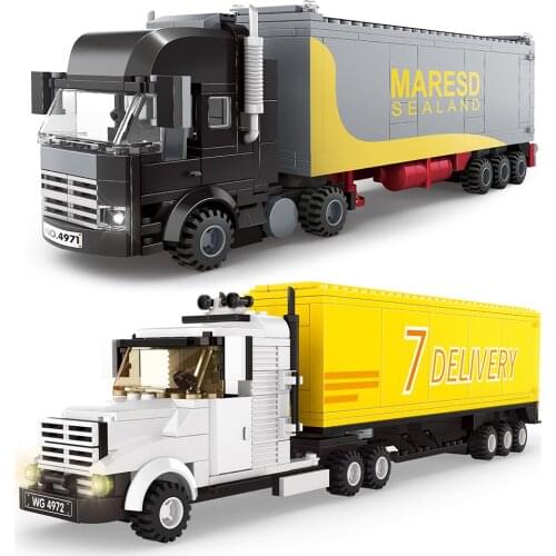 City Engineering Series Container Truck Building Blocks Transportation Vehicle Construction Car Toys Gifts For Children Kids