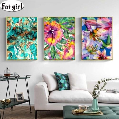 Multi-module Diamond Painting art flower Embroidery Full square round drill lily and Hibiscus 5d Diamond Mosaic cross stitch kit