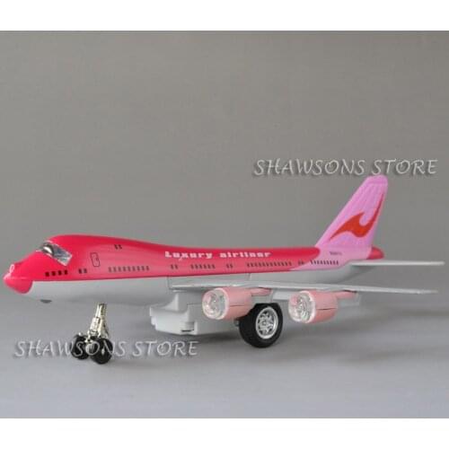 Diecast Metal Plane Model Toys 8" Air Force One Boeing 747 Pull Back Replica w/ Sound & Light