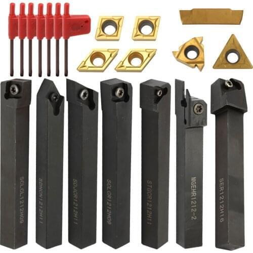 21PCS Lathe Unit Multifunctional Solid Carbide Inserts Holder Boring Bar With Wrenches For Lathe Turning Tools