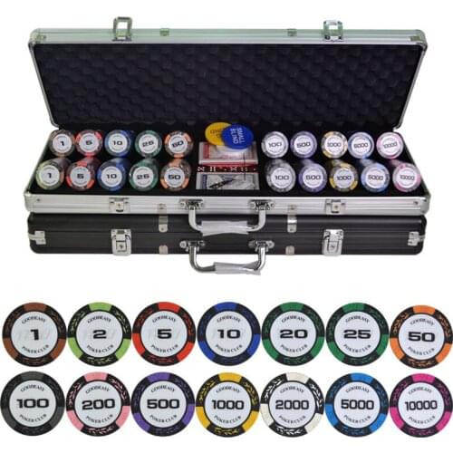 500pcs/set Poker Chips Sets,Wheat Poker Chips Gambling Clay Coins Texas Hold'em Chips Sets + Metal Box 14g/pcs Entertainment