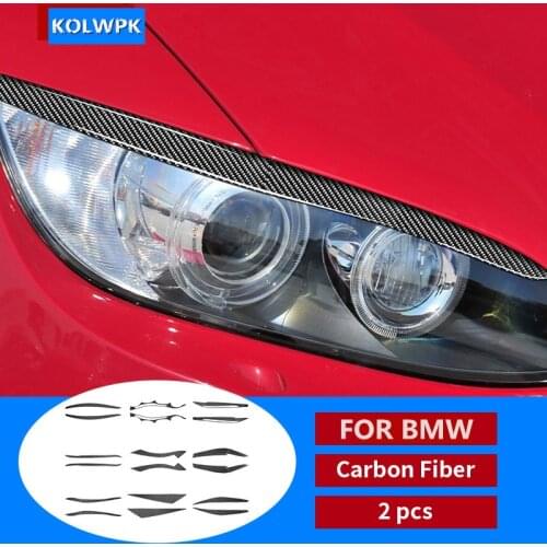 Headlights Eyebrow Eyelids Carbon Fiber Trim Cover Stickers Decor For BMW E92 E93 E60 F15 E70 E71 E39 Z4 E89 G38 E84 Accessories