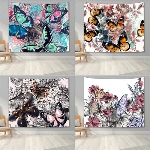 Beautiful Butterflies Wall Tapestry Background Cloth Watercolor Print Wall Hanging Blanket Tapestries For Living Room Home Decor