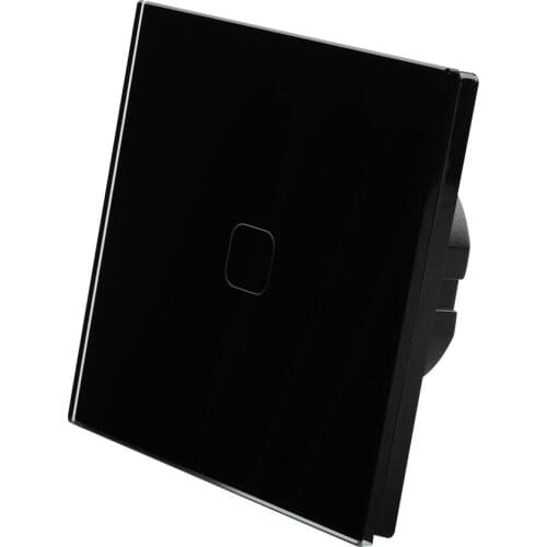 Black beautiful outline EU standard 1 gang 2 way wall touch switch EU touch switch single live line tempered glass gang switch