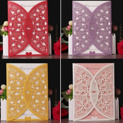 New Laser Heart Wedding Invitations Card Mariage Anniversaire Graduation Party Invite Supplies Thank You Cards Gifts For Guests