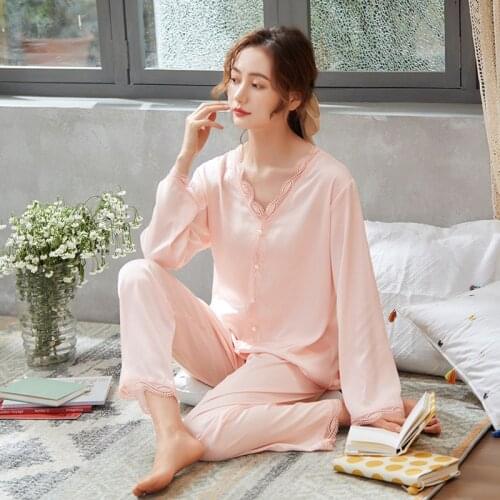 Summer New Pajamas Womens Sexy Sleepwear Ice Thin Long Sleeve Spring Autumn Silk Leisure Nightgown Home Suit Female Nightwear