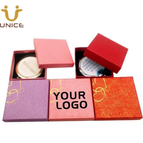 100pcs/lot Customized LOGO Gift Box for Compack Mirror Retail Packing Case for Portable Cosmetic Mirror Fit 70*70MM