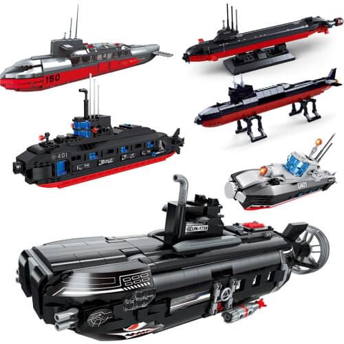 Submarine sets military Ship ww2 warship aircrafted carrier navy building kits blocks kids toys bricks world war 2 sets weapon